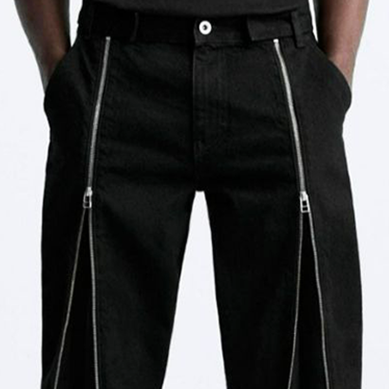 Heren Stijlvolle Zwarte Jeans met Rits MTA0710H4U