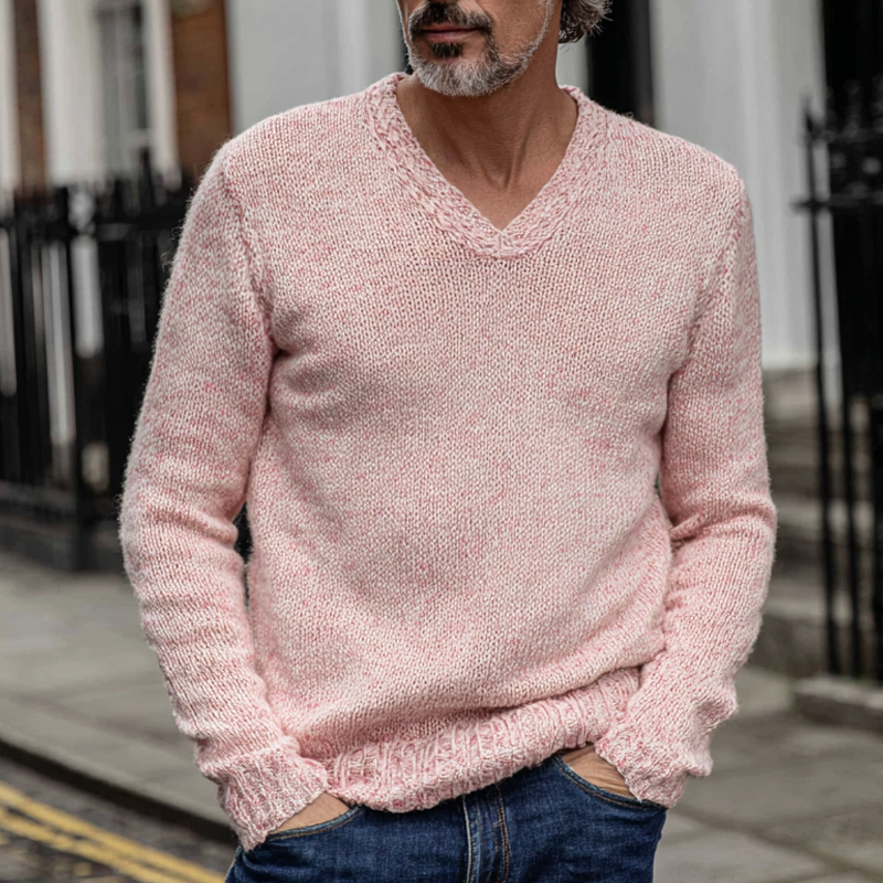 Heren pullover met V-hals in effen kleur MTA1426H7X