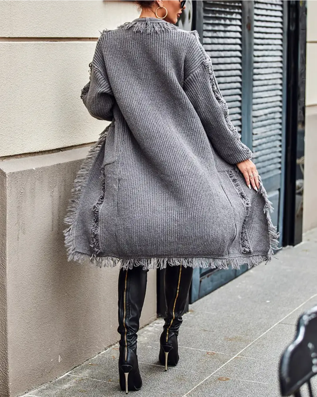 Mia™ Gezellige gebreide cardigan met franjes