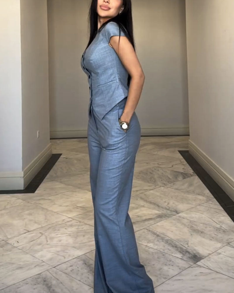 Roksana | Top met een V-hals en broek in set