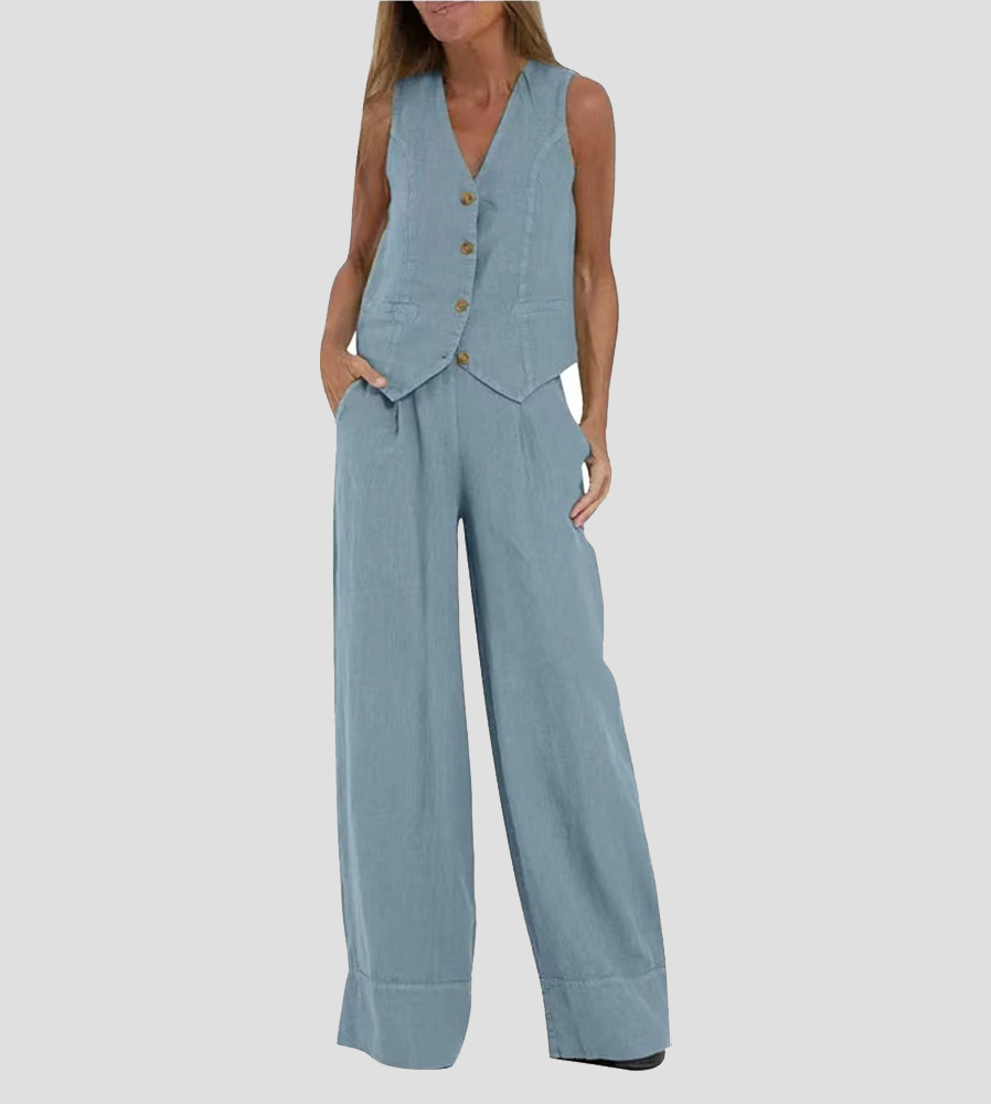 Oranji ® | Aira - Knoopvest & Wijde Broek Set
