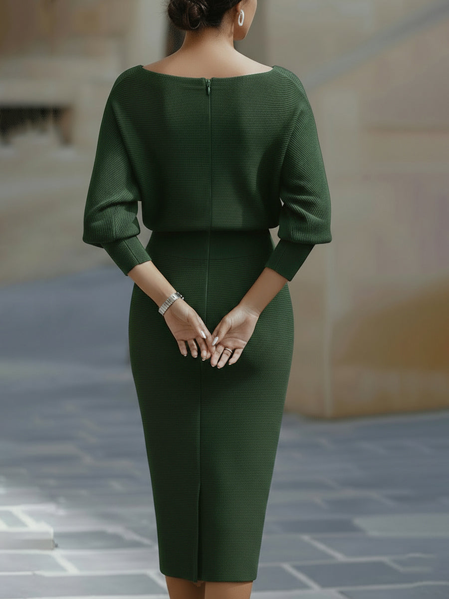 Witte Gelaagde Batwing Midi Jurk