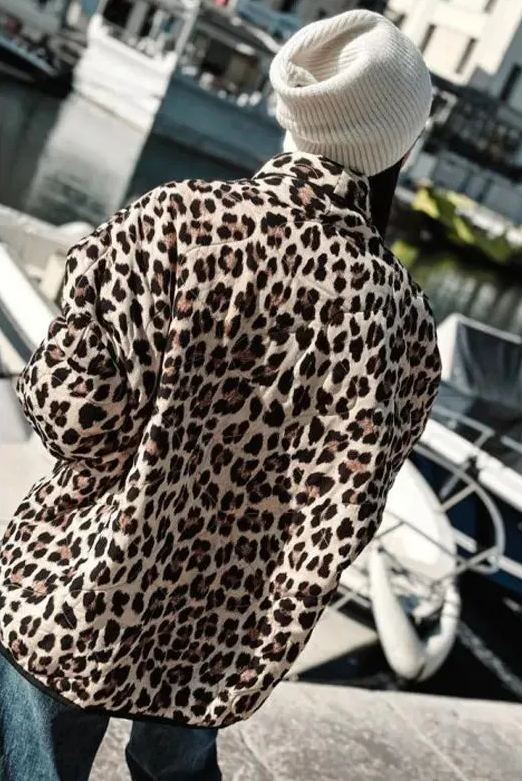 Oranji ® | Gewatteerde jas met luipaardprint