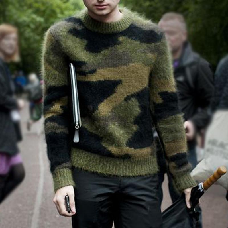 Heren vintage sweater met camouflage jacquardpatroon 79045048Y