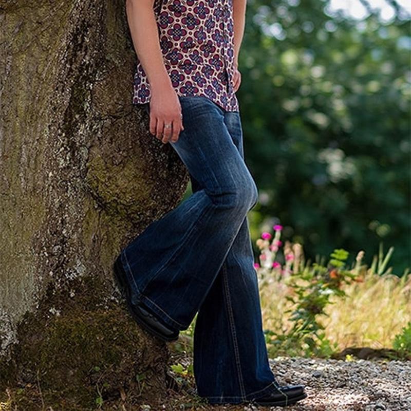 Heren Vintage Gewassen Versleten Jeans met Uitlopende Pijpen 31768668M