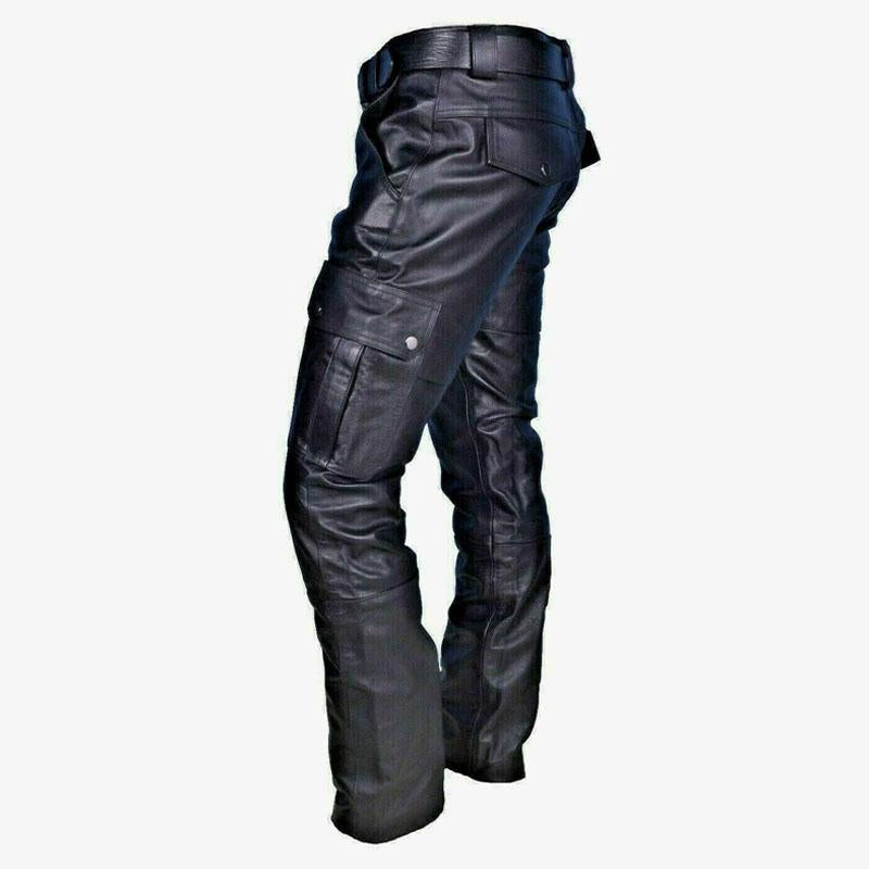 Heren Vintage Slim Fit Broek met Veel Zakjes van Eco-leer (Zonder Band) 04018447M