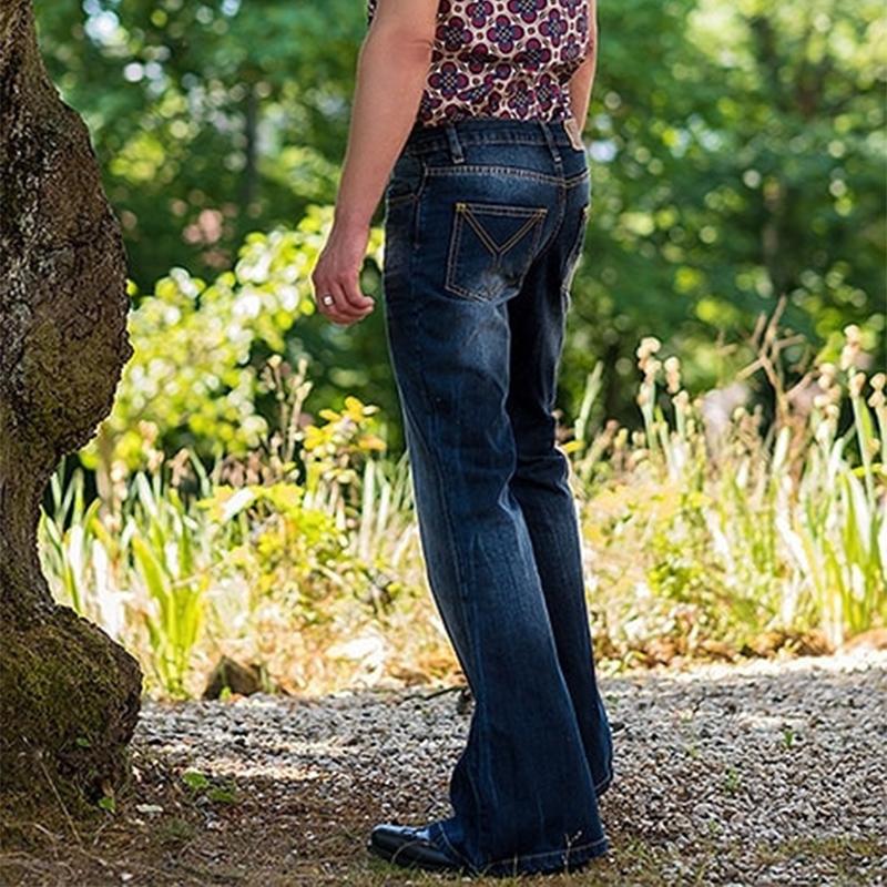 Heren Vintage Gewassen Versleten Jeans met Uitlopende Pijpen 31768668M