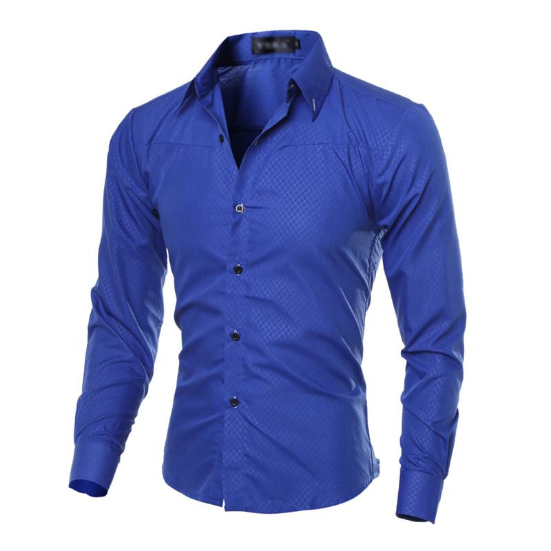 Heren Overhemd met Lange Mouwen in Donker Diamantpatroon 42745264X