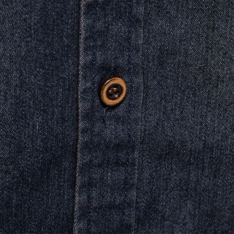Heren Denim Overhemd met Vintage Kraag 89638435X