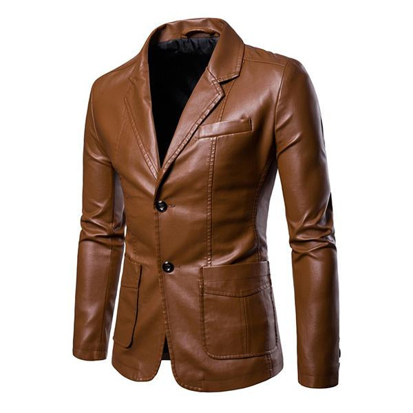 Heren Slim Fit Vintage Blazer PU met Twee Knopen - Stijl 32344449M