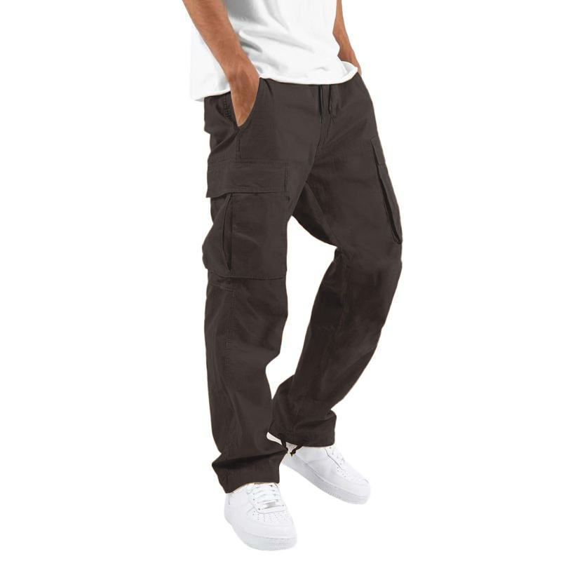 Heren casual cargo broek met meerdere zakken en een trekkoord in de taille 97400513M