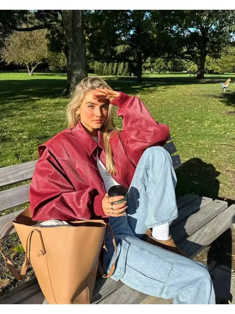 Oranji ® | Rosie | Leren Bomber Jas
