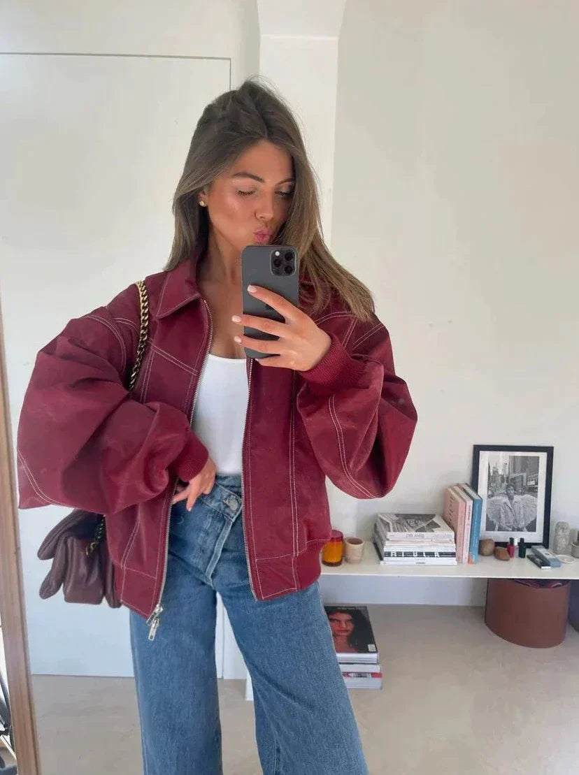 Oranji ® | Rosie | Leren Bomber Jas