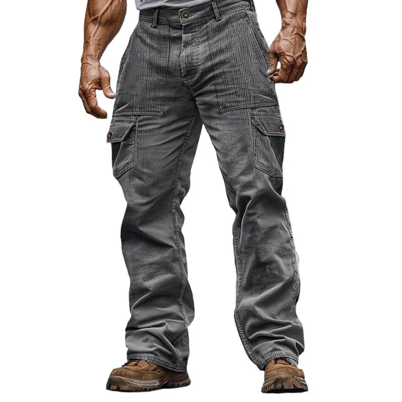 Heren effen cargobroek met meerdere zakken, rechte pijpen 99285390Y