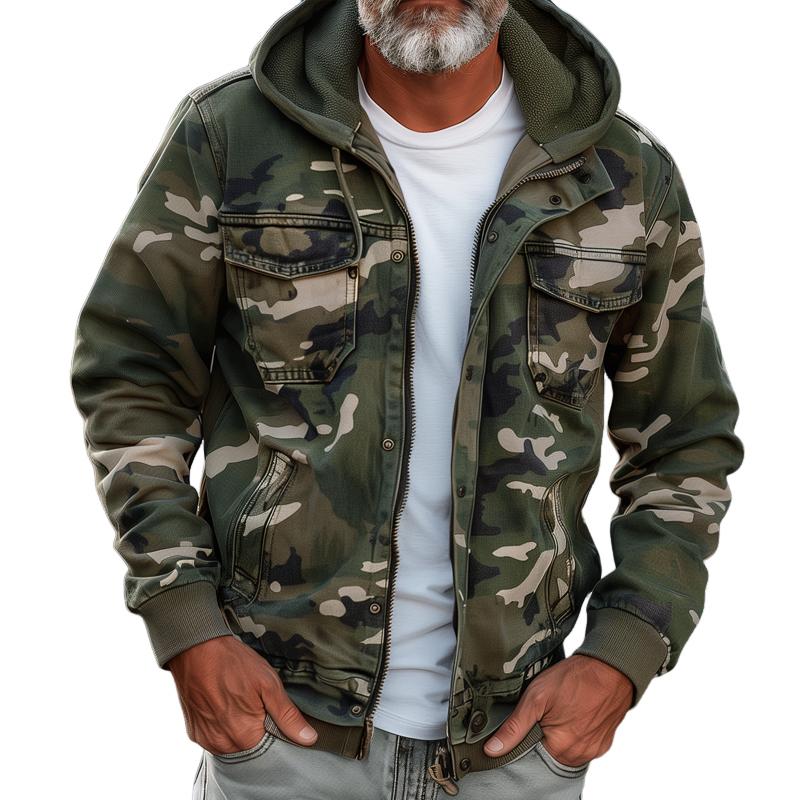 Heren Cargo Jacket in Camouflage met Capuchon en Veel Zakjes 69249000Z