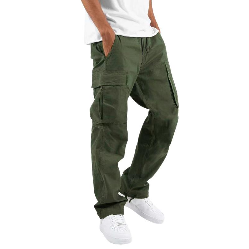 Heren casual cargo broek met meerdere zakken en een trekkoord in de taille 97400513M