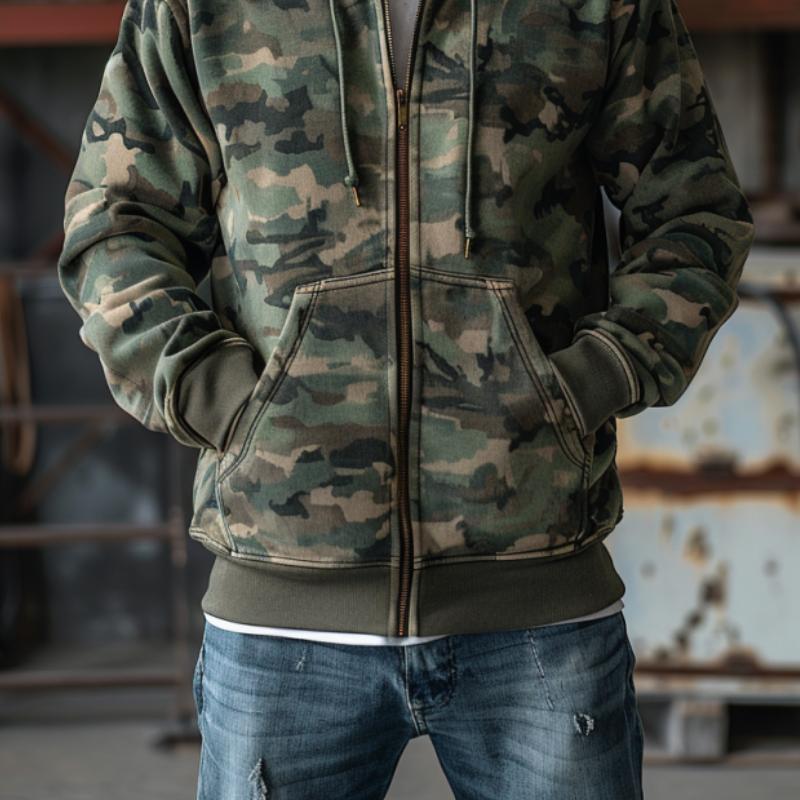 Heren hoodie met camouflagepatroon 73821512Y