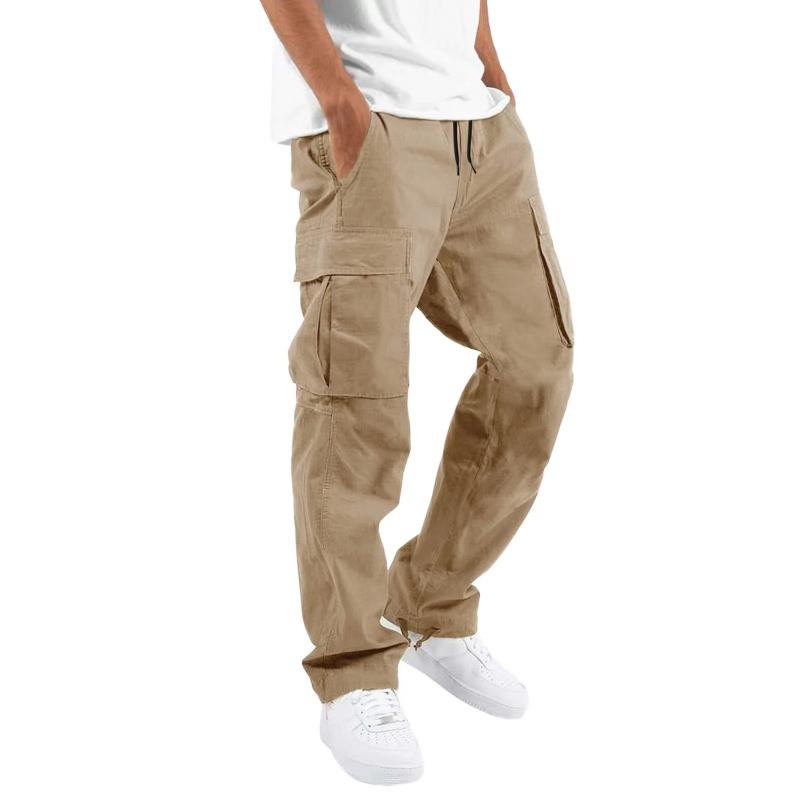 Heren casual cargo broek met meerdere zakken en een trekkoord in de taille 97400513M