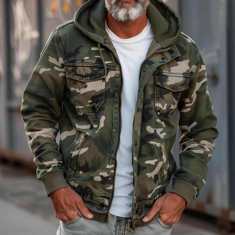 Heren Cargo Jacket in Camouflage met Capuchon en Veel Zakjes 69249000Z