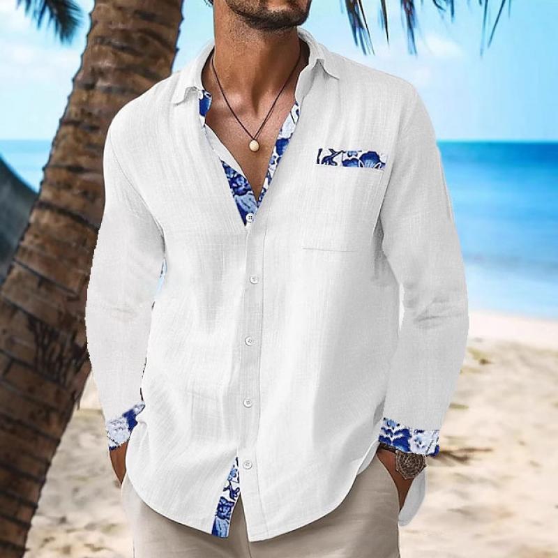 Heren overhemd met lange mouwen en decoratieve print 63725351Z