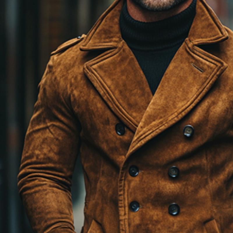 Heren Vintage Casual Suede Dubbelzijdige Korte Jas 60639537TO