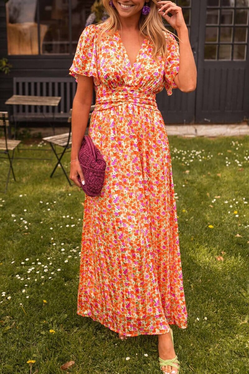 Oranji ® |   Elegante Maxi-jurk met V-hals