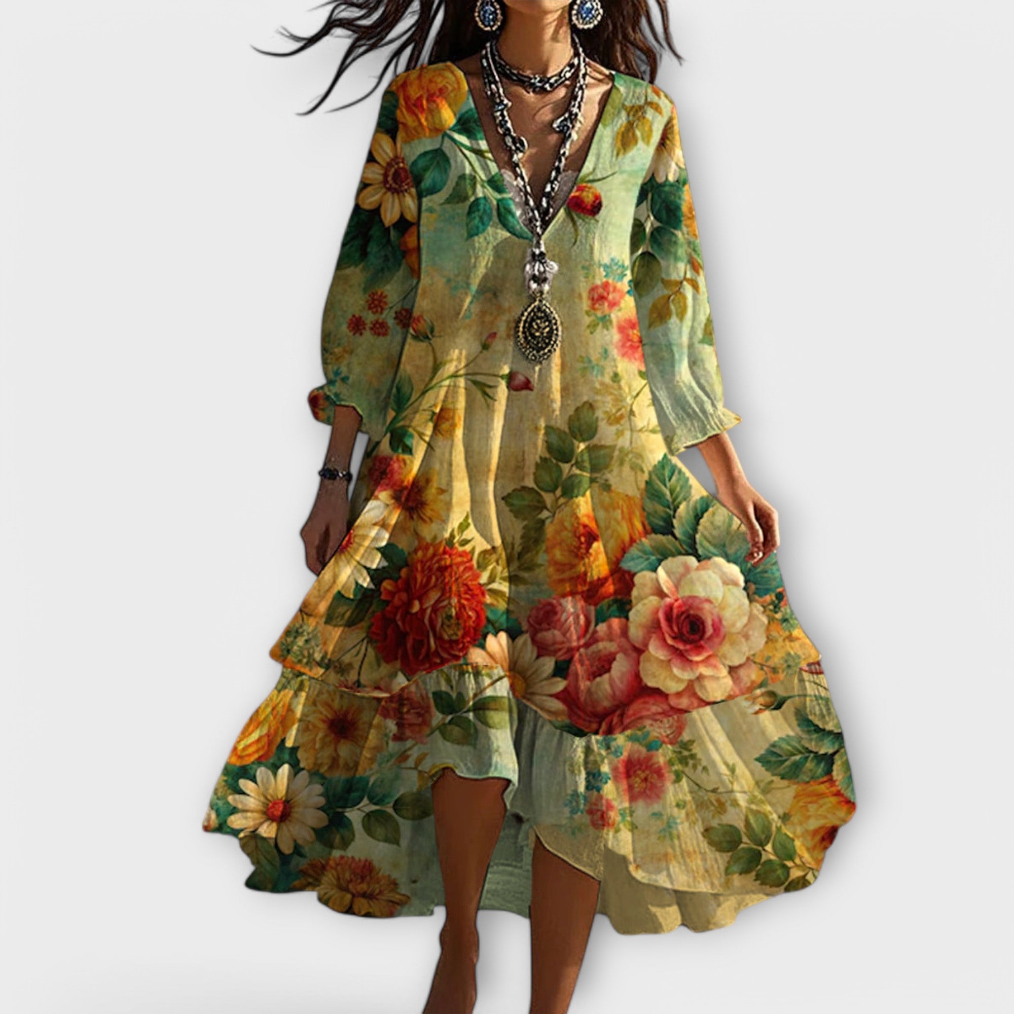 Oranji ® | Marina - Vintage Boho V-hals Jurk